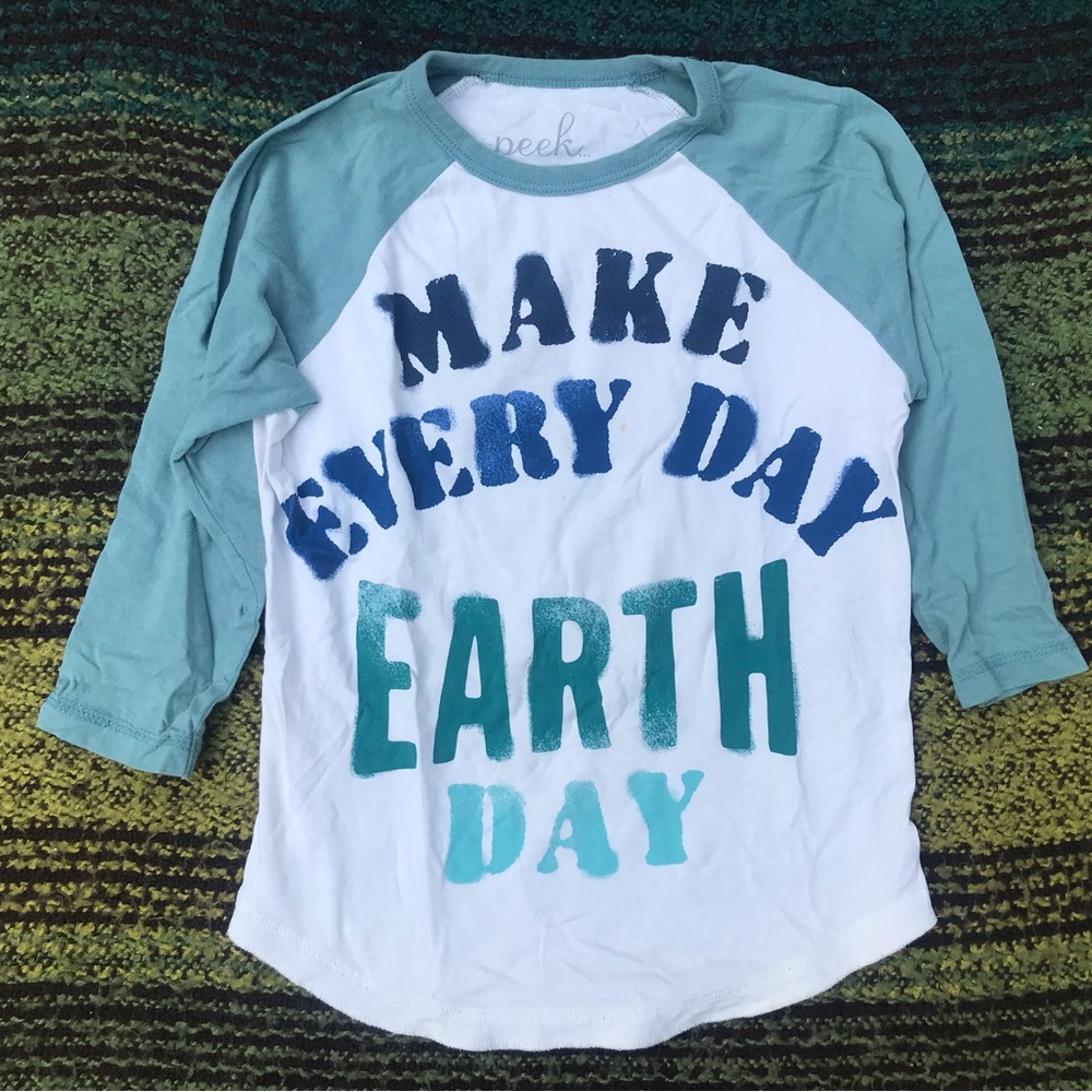 Peek Kids Teal and Navy Earth Day Tee